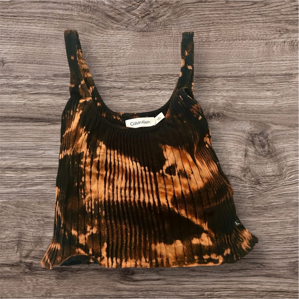 Calvin Klein Black and Orange Women's Top